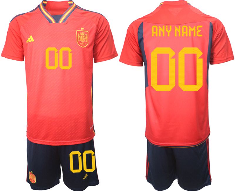 Men 2022 World Cup National Team Spain home red customized Soccer Jerseys->customized soccer jersey->Custom Jersey